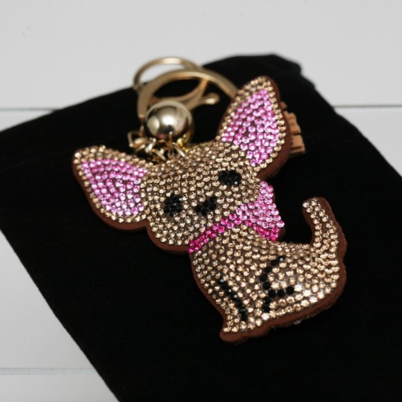 Chihuahua Dog Crystal Keychain Bag Accessory - Picture 2 of 4